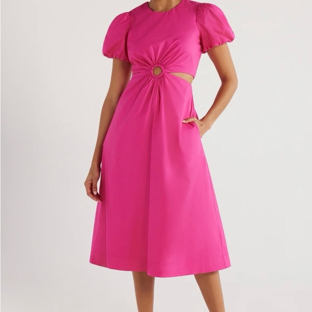 Scoop Women's Cut Out Midi Dress with Puff Sleeves, w/Pockets. Sizes S (4-6) - Picture 4 of 7